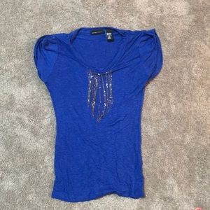 Blue shirt with decorative collar